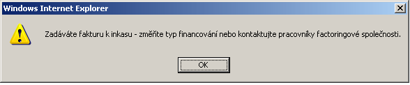 Chyba pi runm vloen inkasnch faktur (pokud inkasn provize nen zadan)