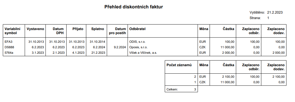 Sestava Diskontn faktury