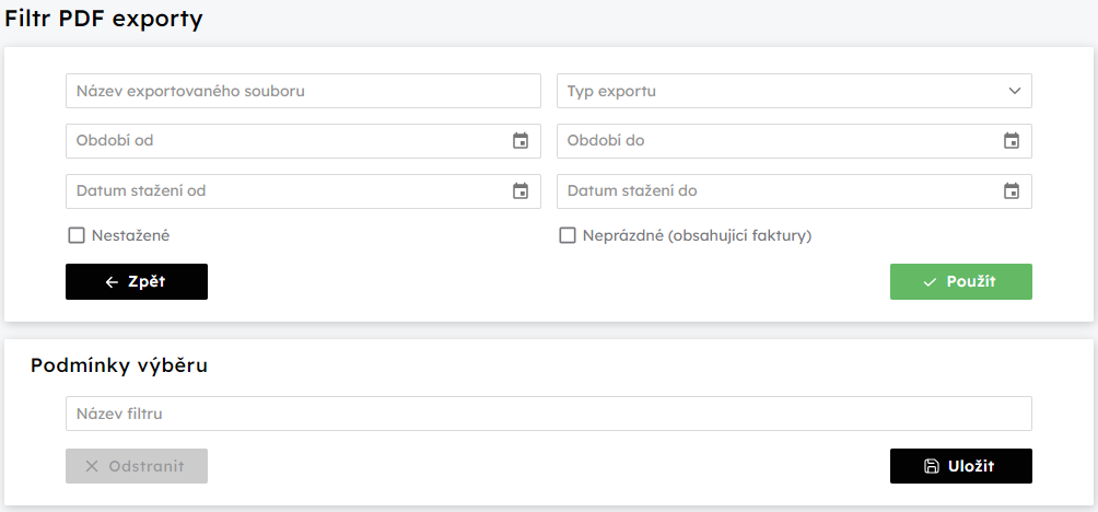 Filtr PDF export