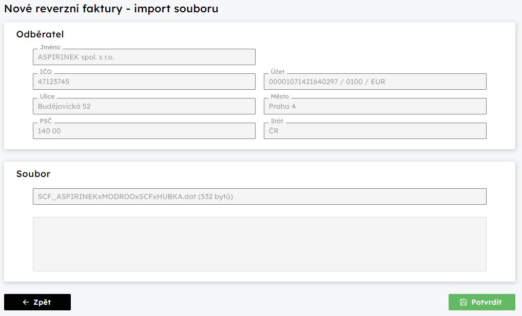 Dialog pro import dvek  potvrzen