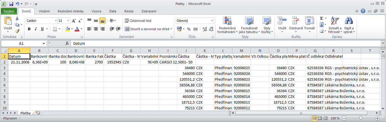 Platby vyexportovan do souboru .csv