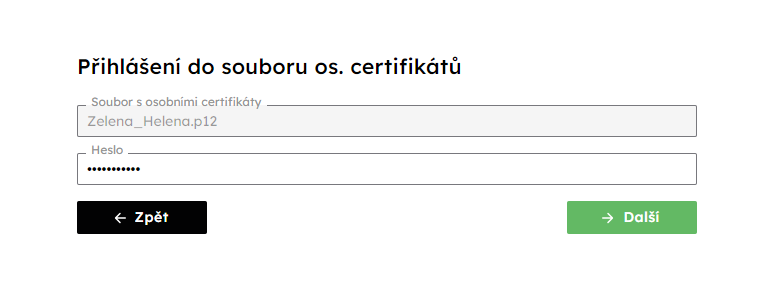 Dialog Pihlen do souboru s ocobnmi certifikty