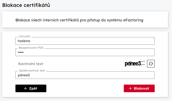 Blokace certifikt
