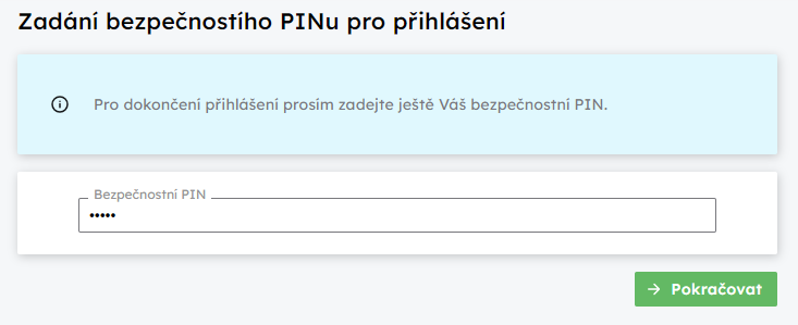 Zadn bezpenostnho PINu pi pihlen