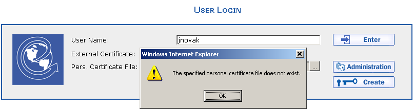 If the following error message is displayed upon logging into the application: