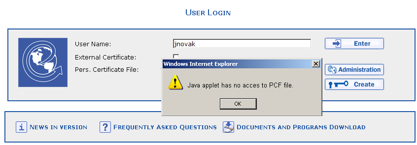 If the following error message is displayed upon logging into the application: