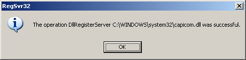Information after successful registration of the CAPICOM.DLL library