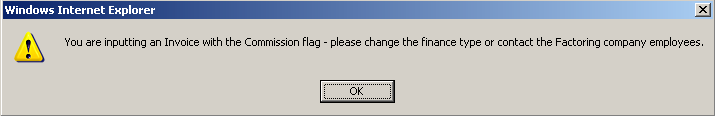 Error upon payment invoice entry (if payment commission is not entered)