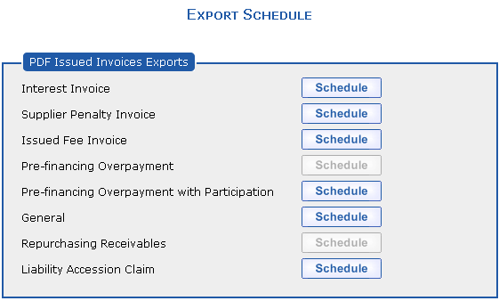 Export Schedule