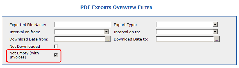 PDF export filter with enabled check box for selection of only non-empty files