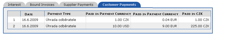 Customer payments