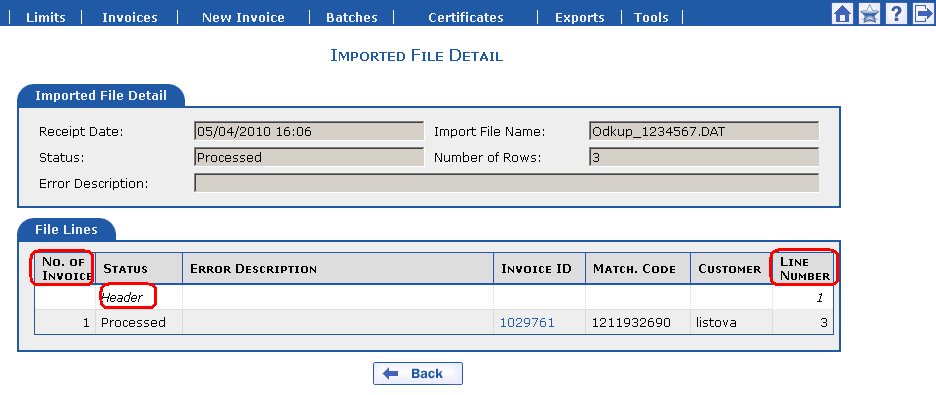 Batch detail