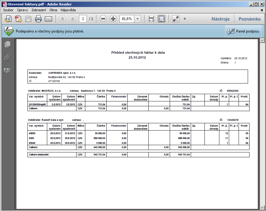 Illustration of a signed PDF file in the Adobe Reader browser