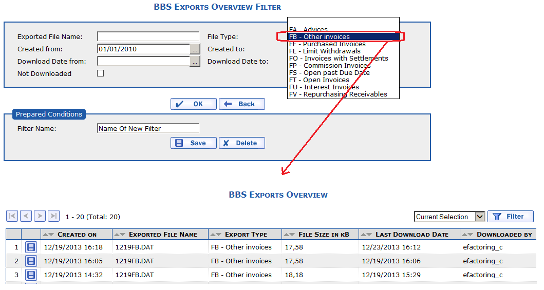 A new BBS export in the Exports/BBS Exports menu 