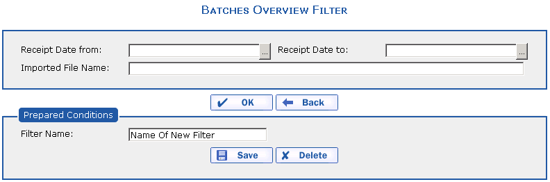 Filter of the overview of purchased invoice batches