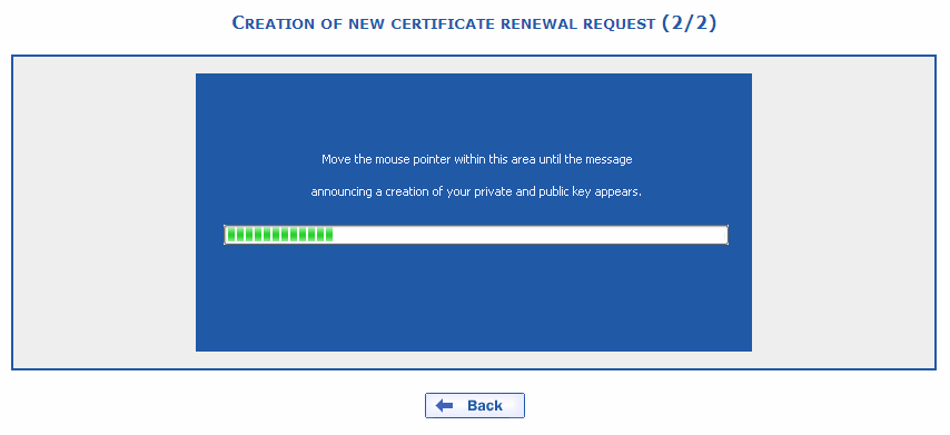 Request for an internal certificate renewal  Step 2