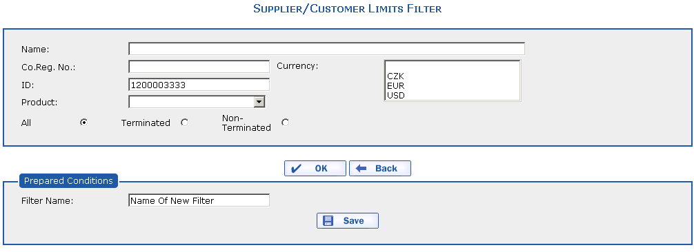 The Supplier-Customer Limits filter