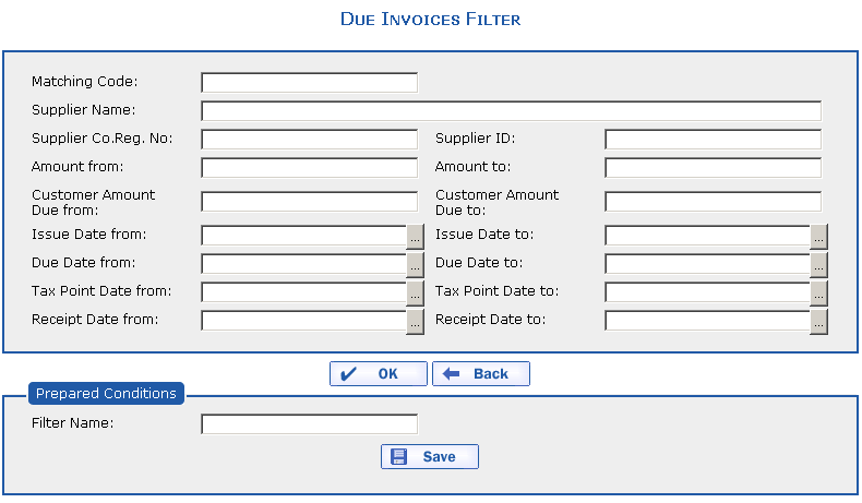 Due Invoices filter