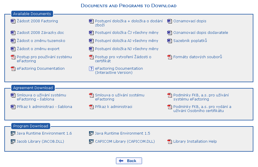 The Documents and Programs to Download form