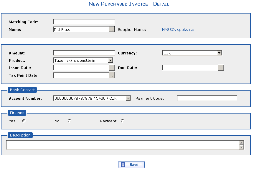 New Purchased Invoiceautomatic filling of items