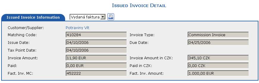 The Purchased Invoice tab