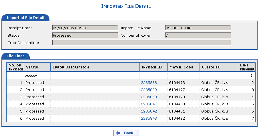 Imported File Detail