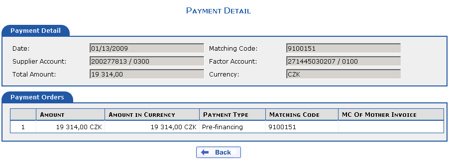 Multiple Payment Order Detail