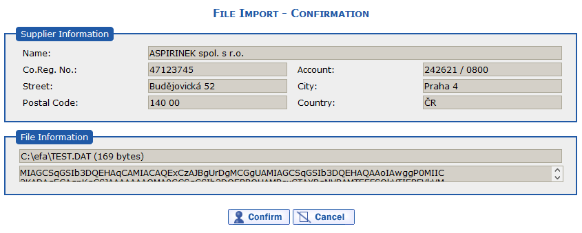 File Import  confirmation