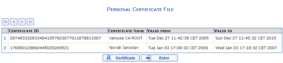 Imported Certificates