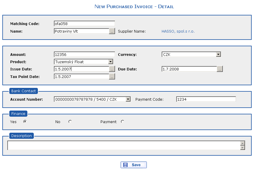 New Purchased Invoice