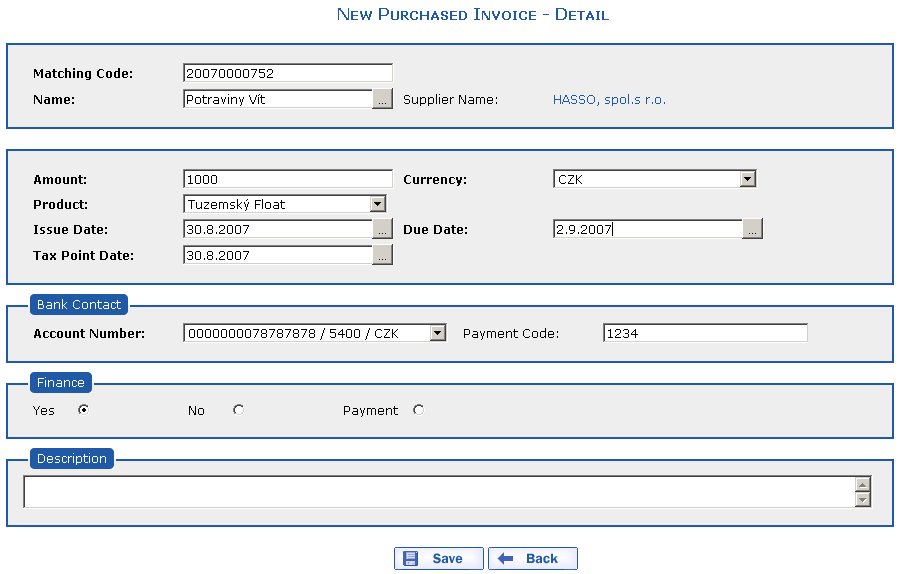 New Purchased Invoice