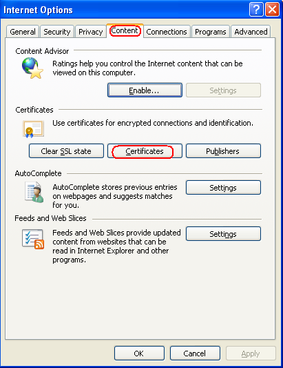 Calling up the overview of external certificates - 1st step