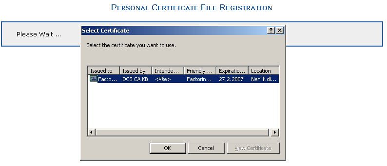 Certificate registration