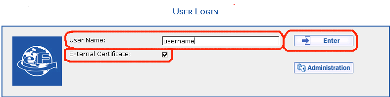 Logging in using an external certificate