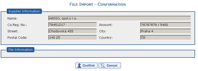 File Import  confirmation