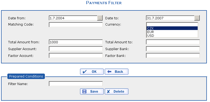 Payments Filter