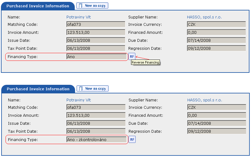 Financing Type Change